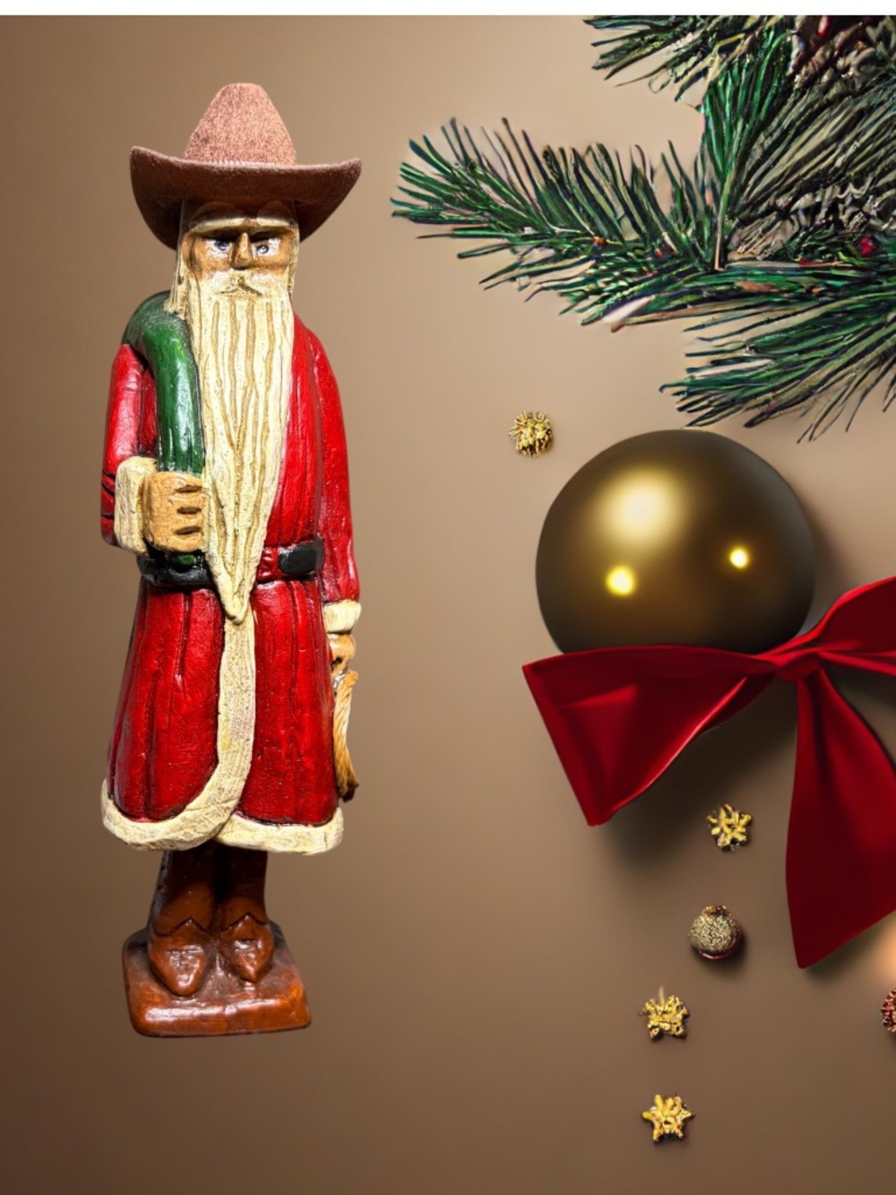 Vintage Cowboy Santa w/spurs 6 ½” Tall - Earl Warner